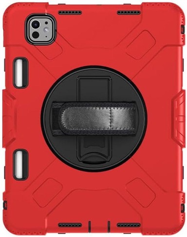 NIKCORP Robusna zaštitna maska za iPad Pro 12.9" s rotirajućim stalkom i držačem za olovku, crvena